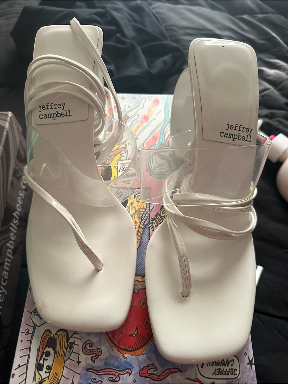 Jeffrey Campbell White Strappy Toe-Loop Wrap Sandal - Picture 4 of 4